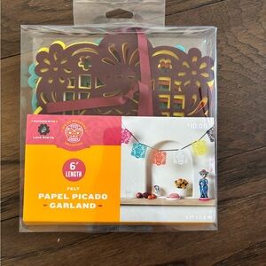 Felt Papel Picado Garland - Multicolor - Dia De Los Muertos Collection- 6 ft